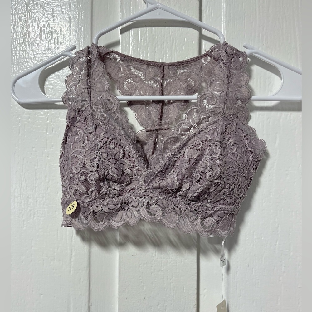 NWT Aeropostale Lilac Purple Lace Racerback padded bralette size XS